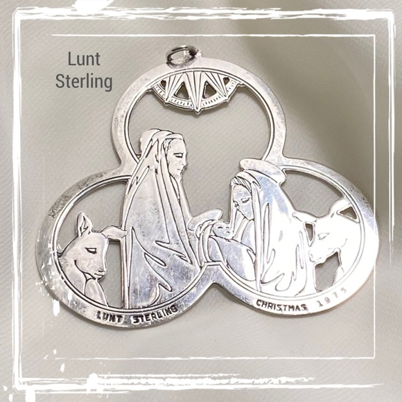 1975 Lunt Sterling Silver First Christmas Ornament - Manger Scene Bethlehem